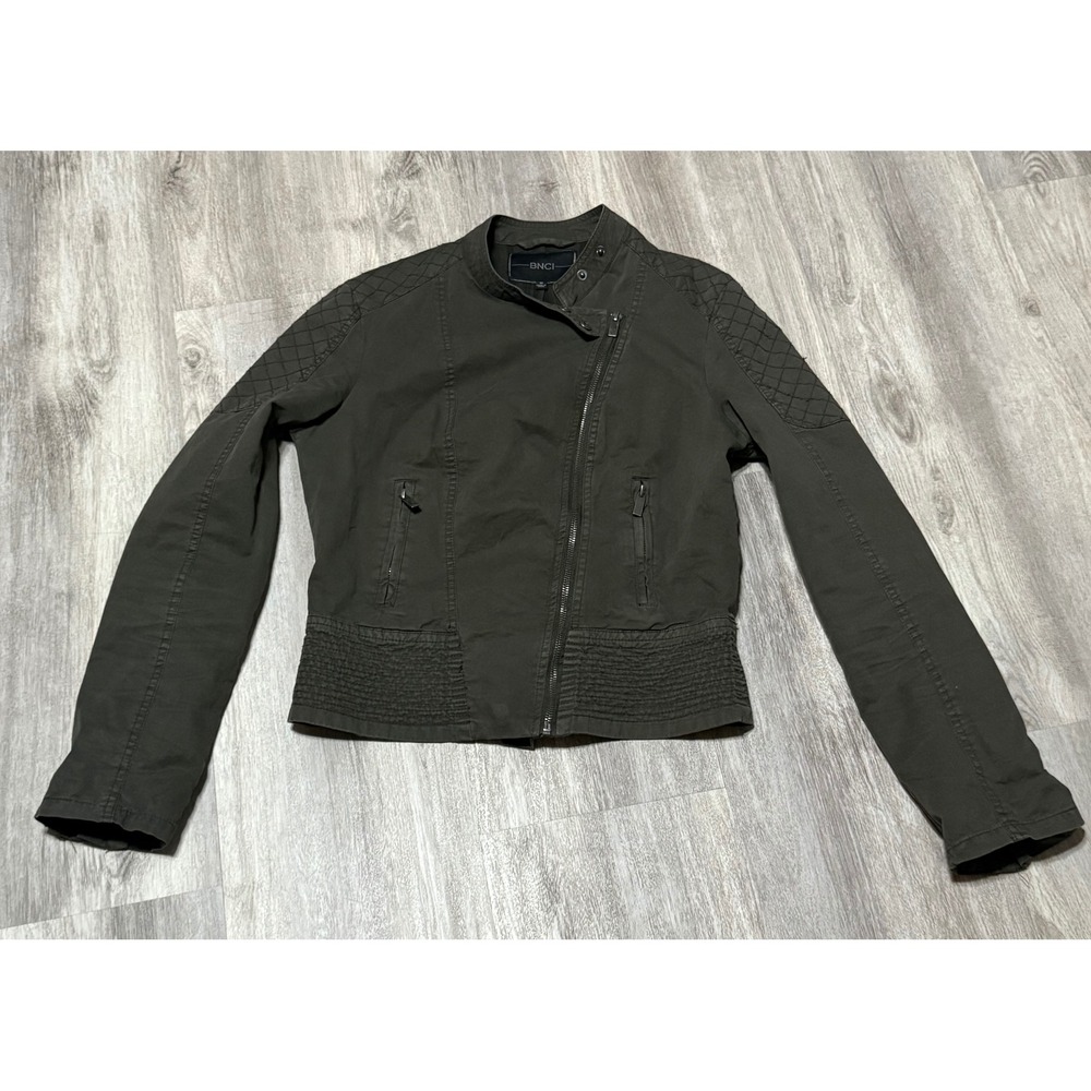 BNCI Army Green‎ Moto Zip Up Bomber Jacket Medium Women's Coat Zippered